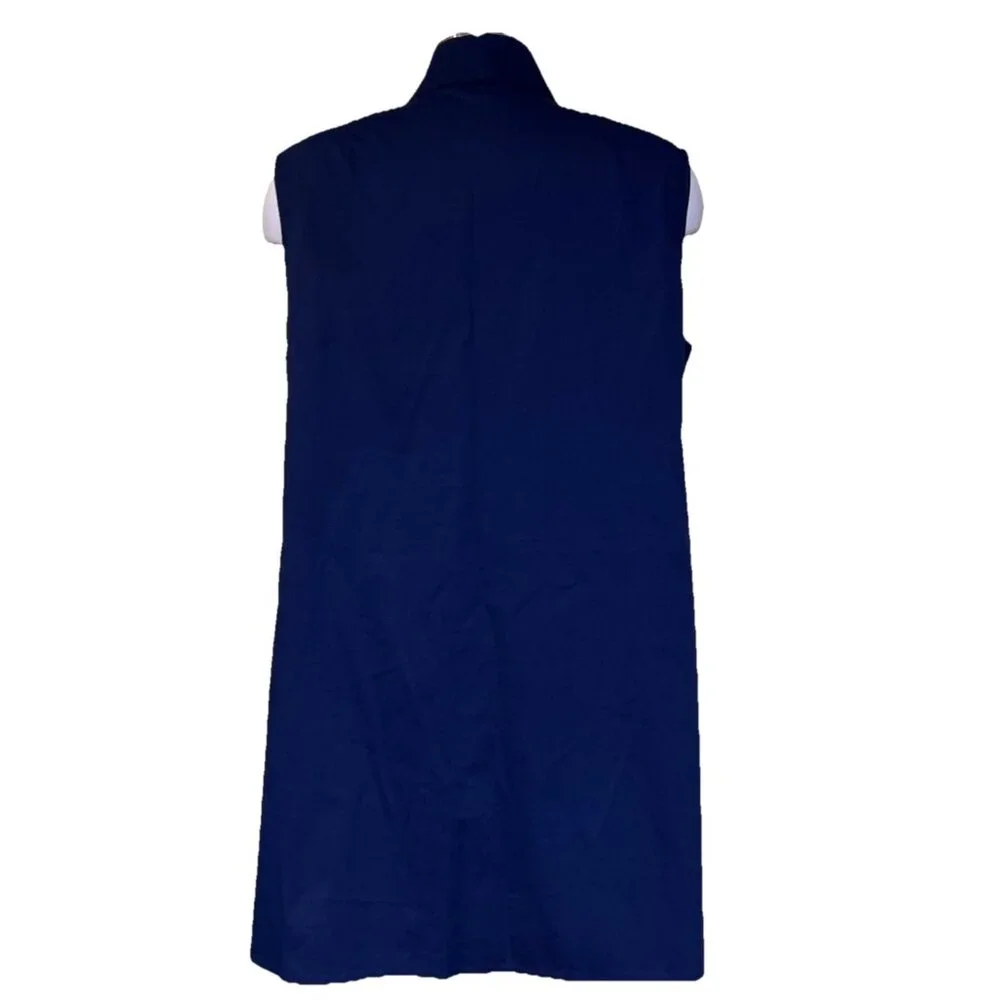 Per se By Carlisle Designer Luxurious Navy Sleeveless Shirt 14 Mandarin Collar - Picture 6 of 10